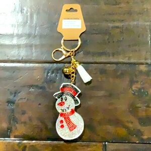 Bling Rhinestone Snowman Keychain/ Purse Charm